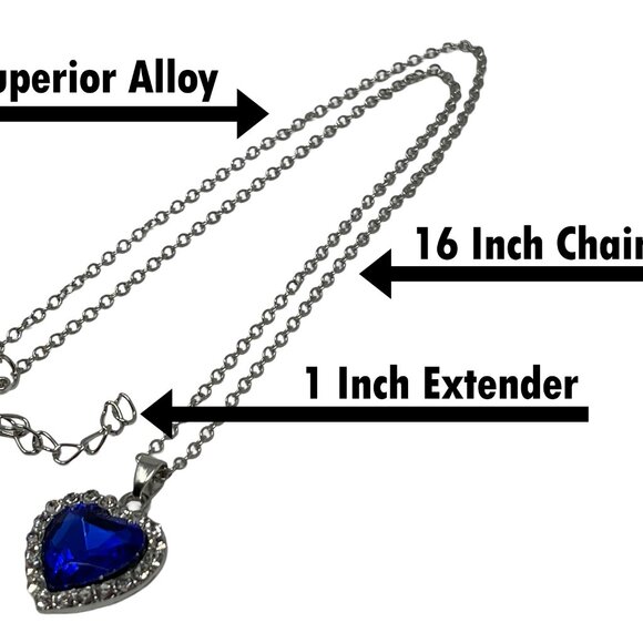 Heart of the Ocean Necklace Jewelry Set - Titanic Bracelet Crystal Pendant - Picture 5 of 11